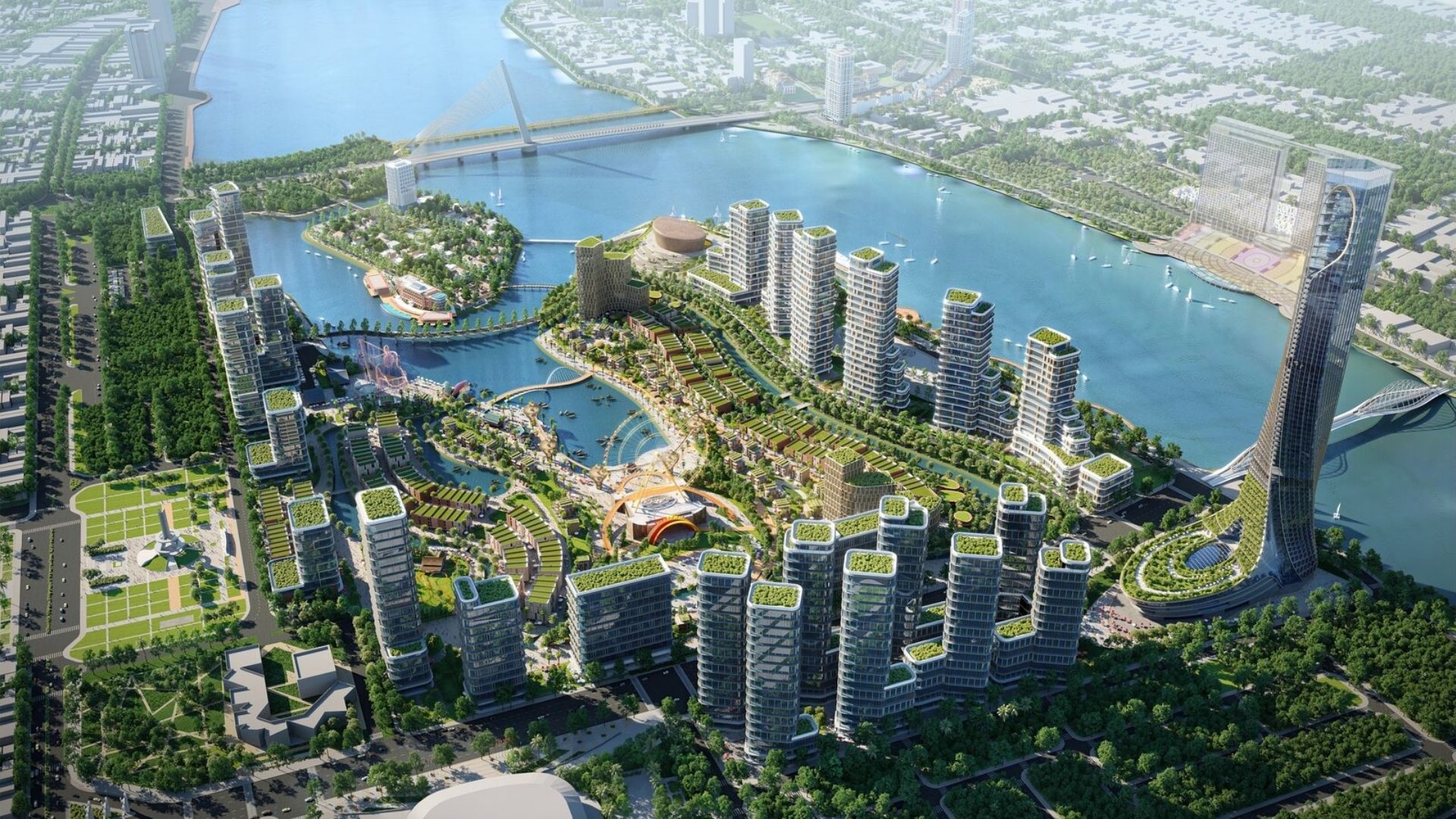 Vị trí dự án The Meridian Đà Nẵng nằm gần ngay khu dự án căn hộ Đà Nẵng Downtown - Landmark 69 tầng - Khu vui chơi giải trí