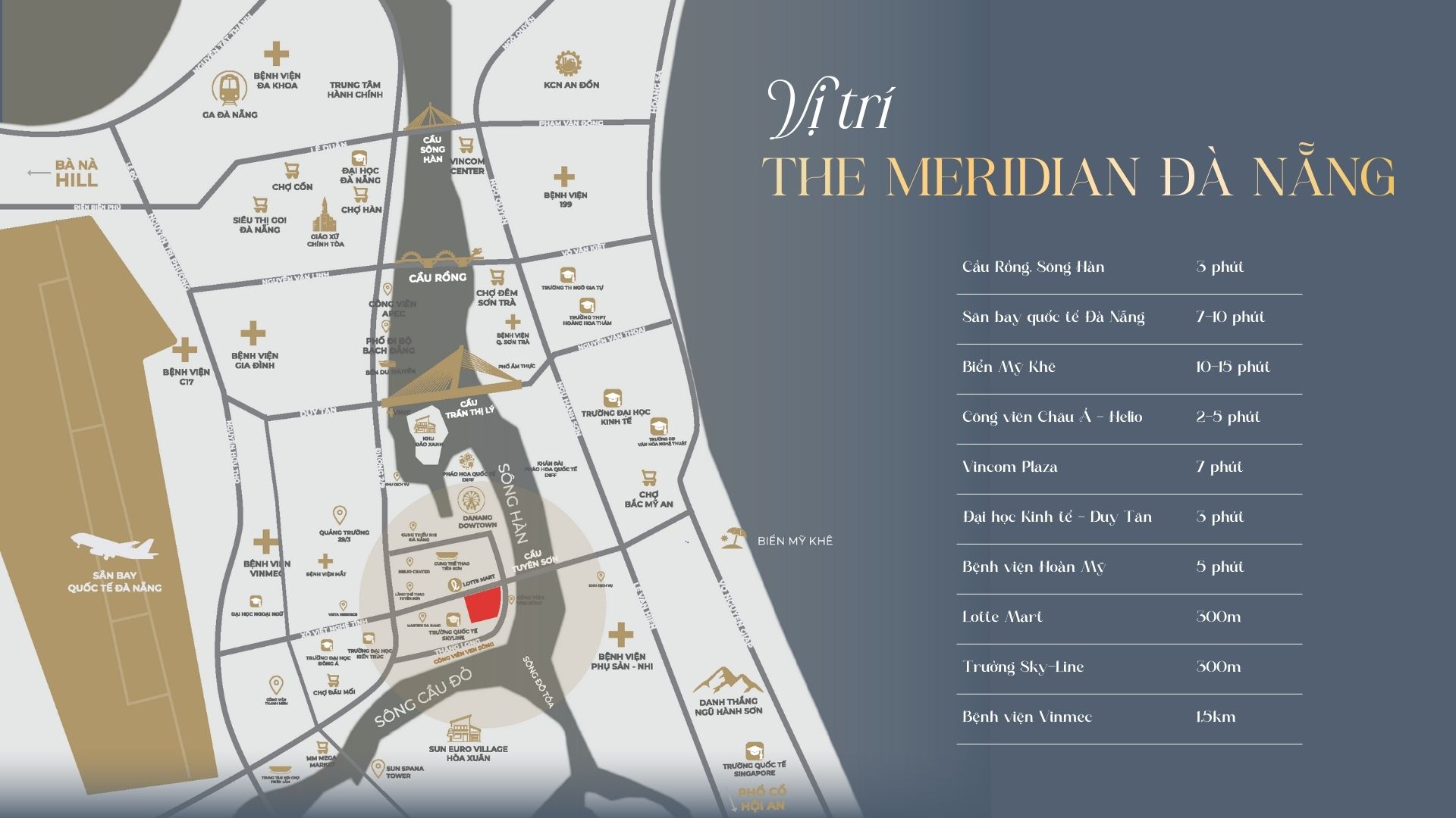 Vị trí dự án The Meridian Đà Nẵng được đánh giá rất cao về khả năng kết nối giao thông